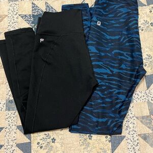 Fabletics Black and Blue Patterned Leggings xs bundle